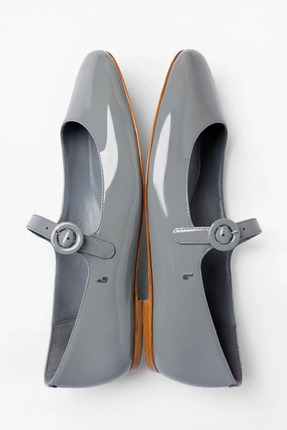 Blair Ballet Flat Titanium Patent Leather - Larroude