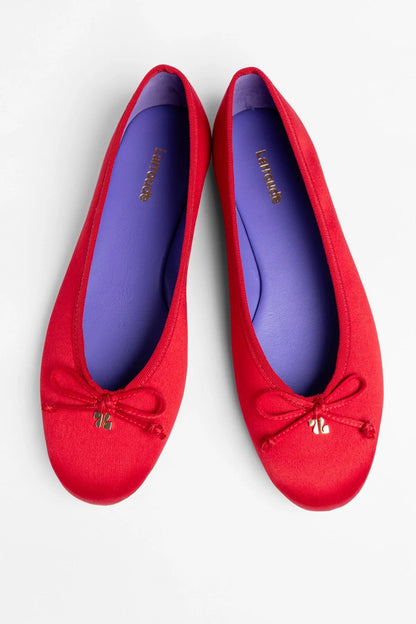 Pavlova Ballet Flat Cherry Satin - Larroude