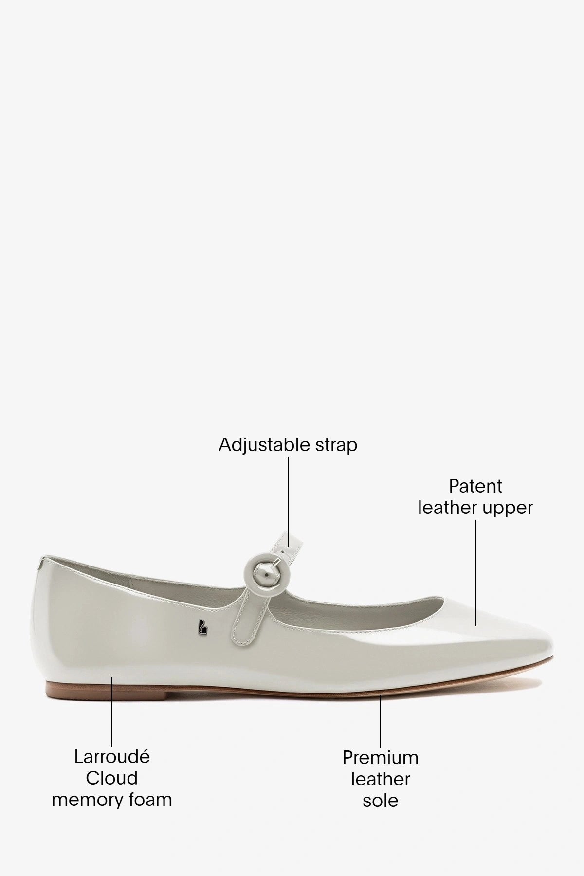 Blair Ballet Flat Moon Gray Patent Leather - Larroude