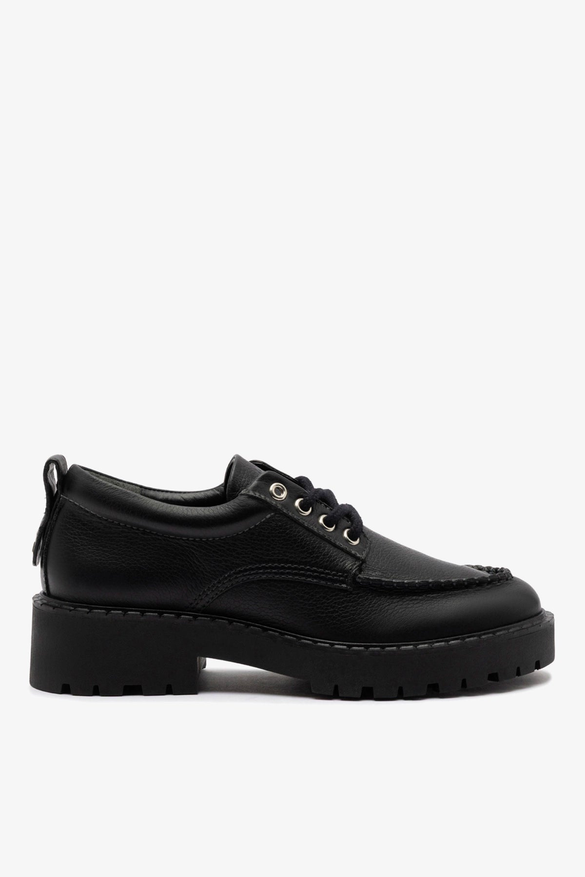 London Lace Up Loafer In Black Leather - Larroude