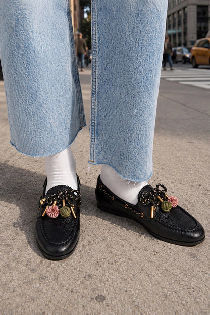 Cyprus Boat Shoe Black Leather - Larroude