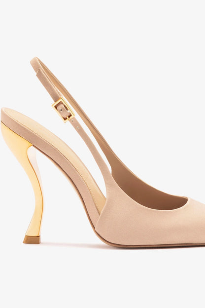 Larroudé x Nicolò B.: Grace Pump Sand Satin - Larroude
