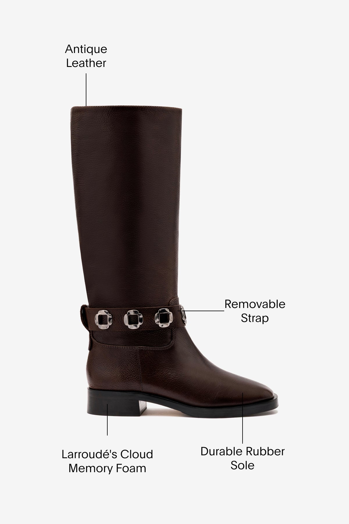Milan Flat Boot In Brown Leather - Larroude