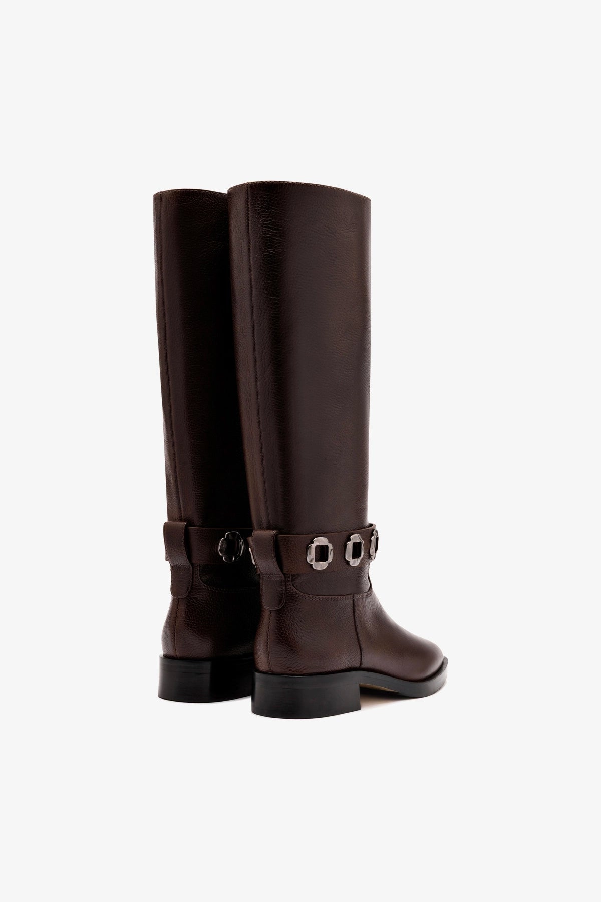 Milan Flat Boot In Brown Leather - Larroude