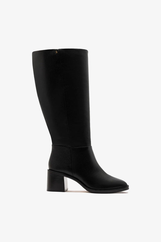 Ricky Wide Boot Black Leather - Larroude
