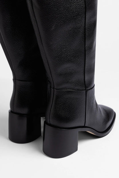 Ricky Wide Boot Black Leather - Larroude
