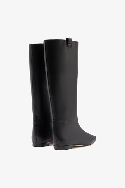Alexis Flat Boot Black Leather - Larroude