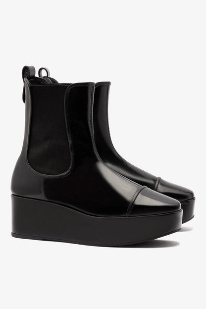 Dani Chelsea Flatform Boot In Black Box Leather - Larroude