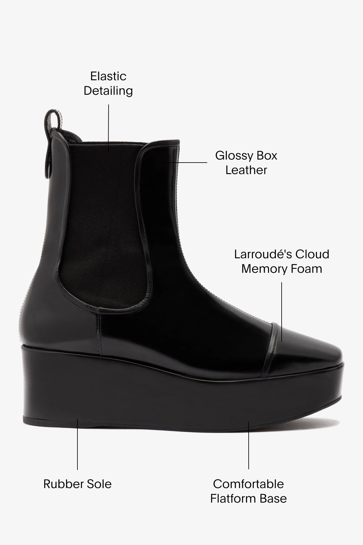 Dani Chelsea Flatform Boot In Black Box Leather - Larroude