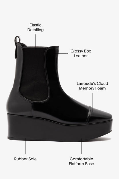 Dani Chelsea Flatform Boot In Black Box Leather - Larroude