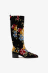 Floral Embroidery Black Fabric