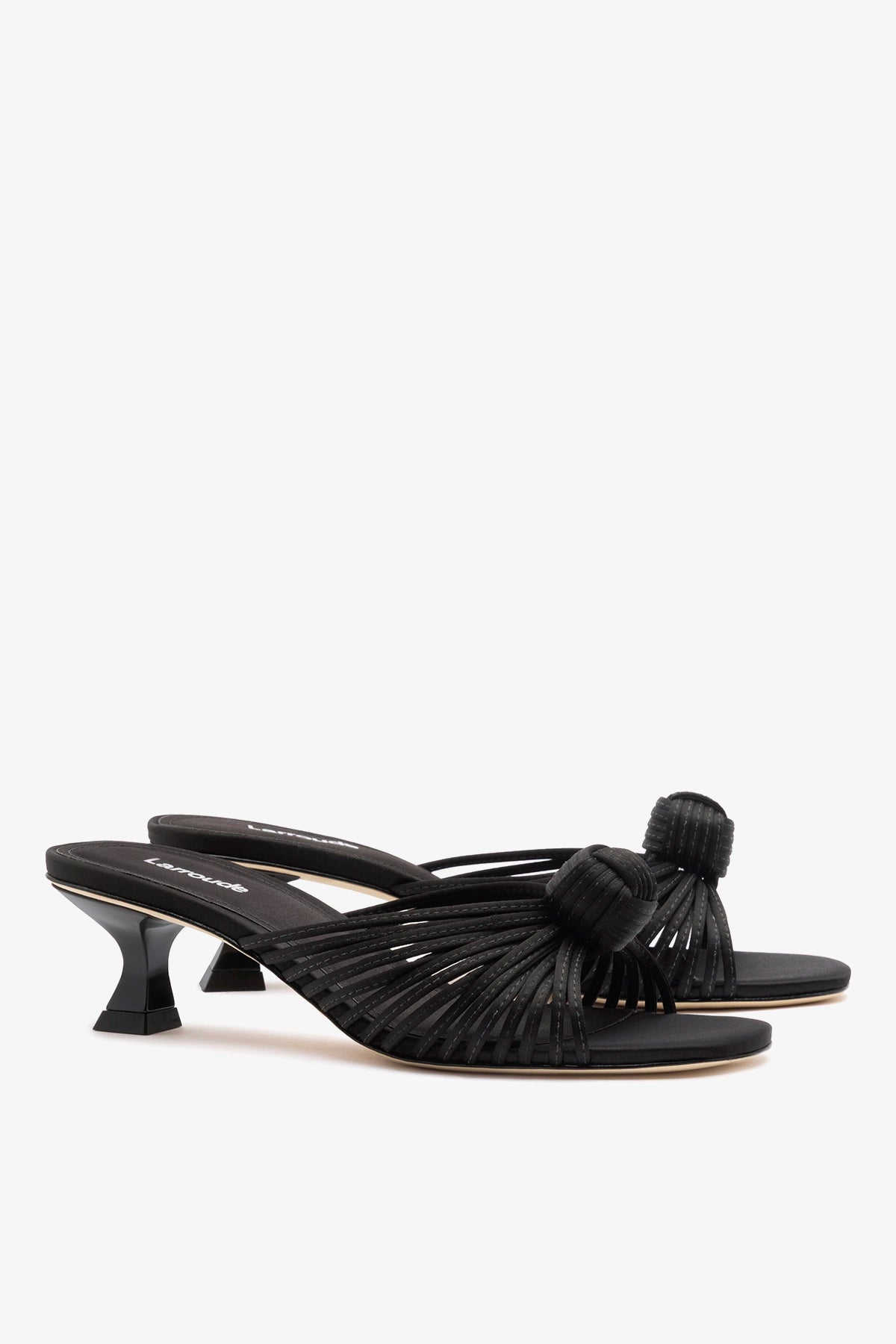 Valerie Mule Black Satin - Larroude