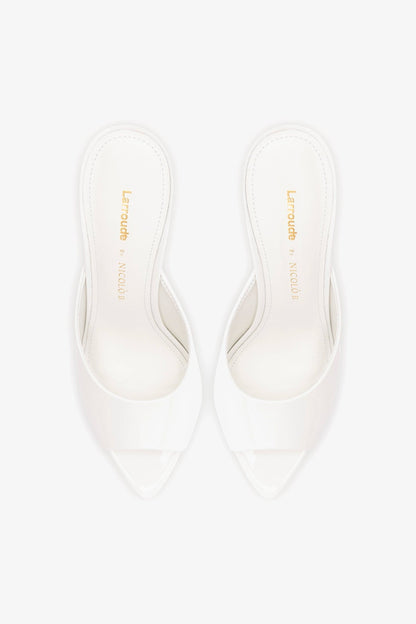 Larroudé x Nicolò B.: Malibu Mule White Patent Leather - Larroude