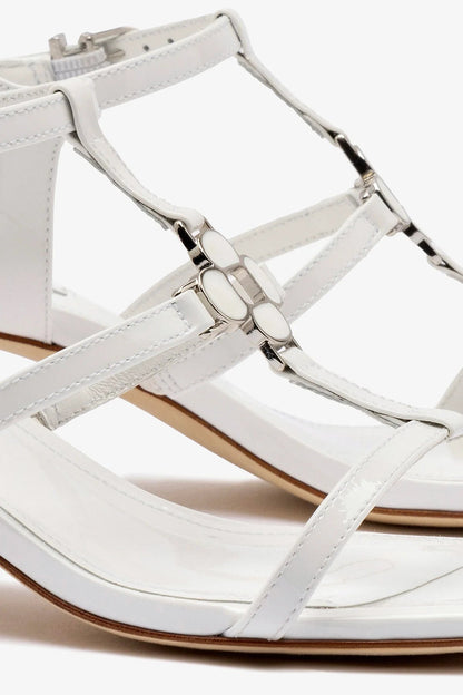 Hana Block In White Patent Leather - Larroude