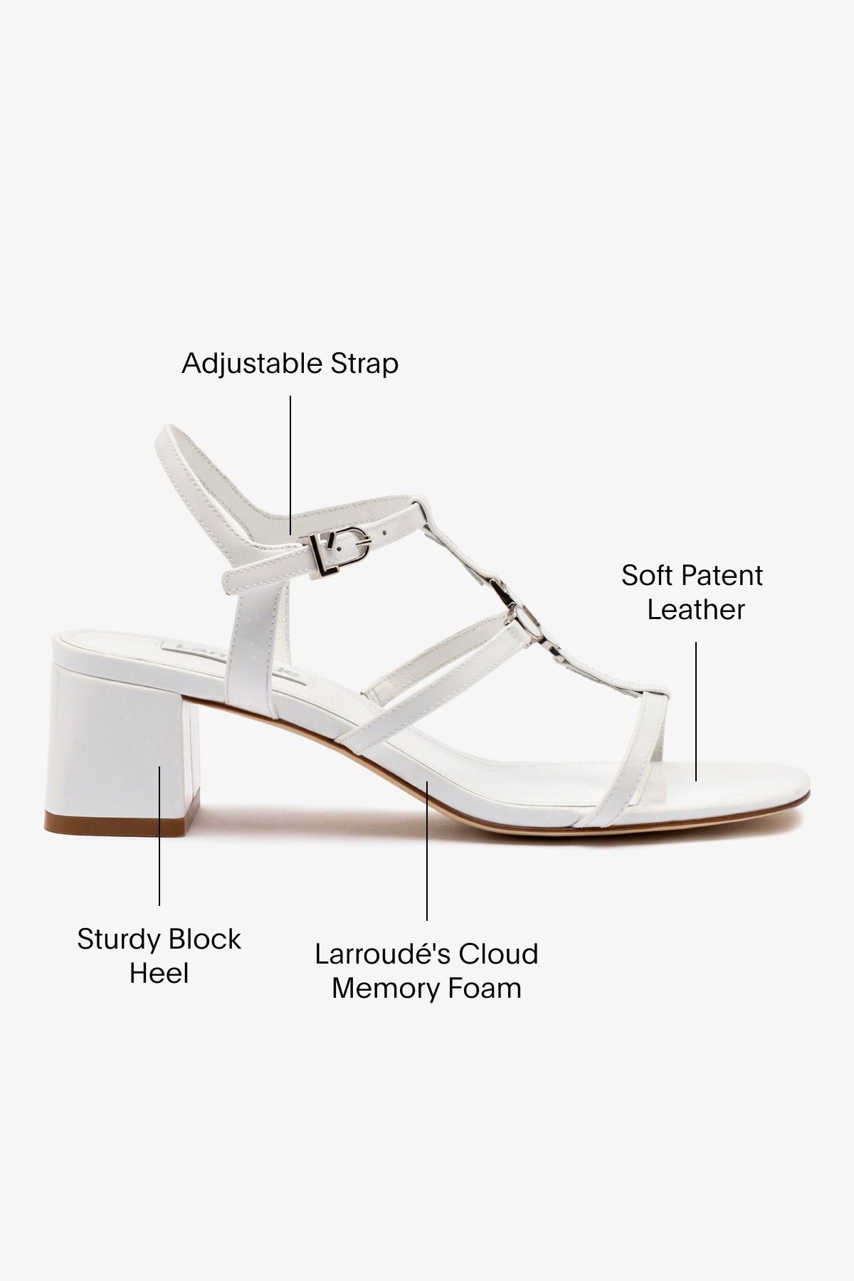 Hana Block In White Patent Leather - Larroude