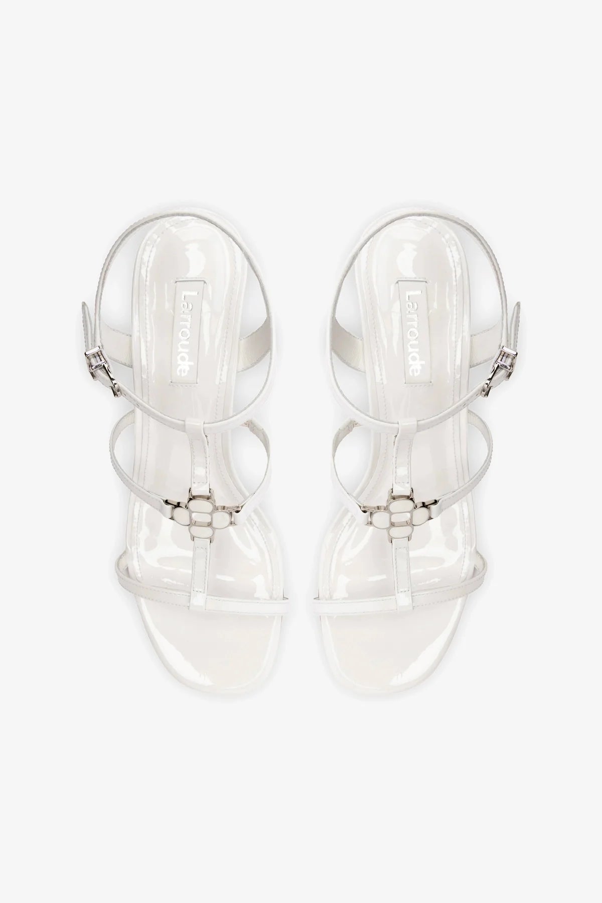 Hana Block In White Patent Leather - Larroude