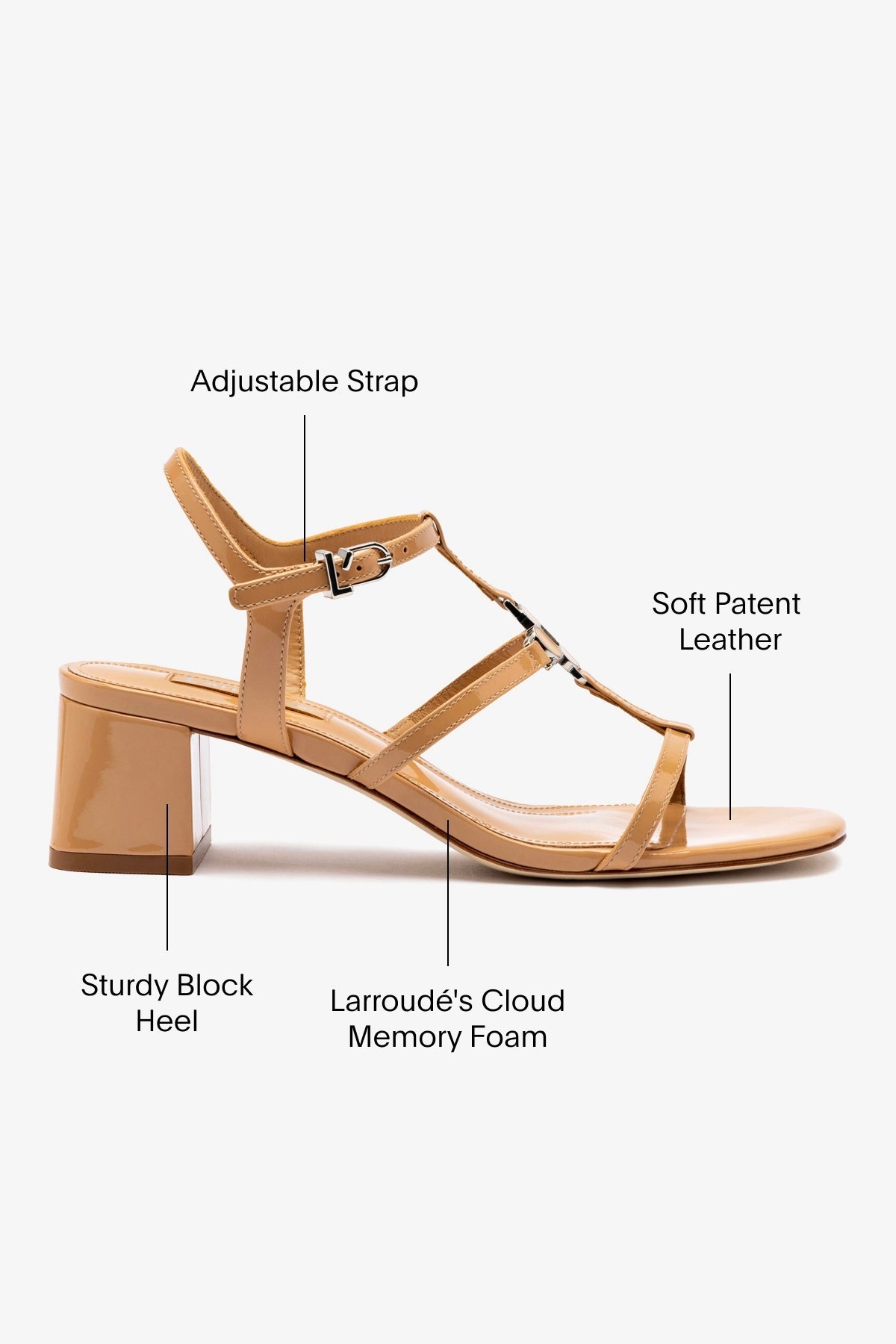 Hana Block In Tan Patent Leather - Larroude
