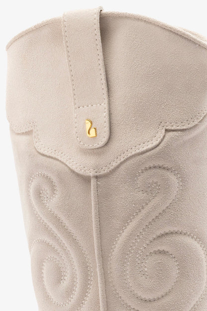 Paloma Boot In Mushroom Grey Suede - Larroude