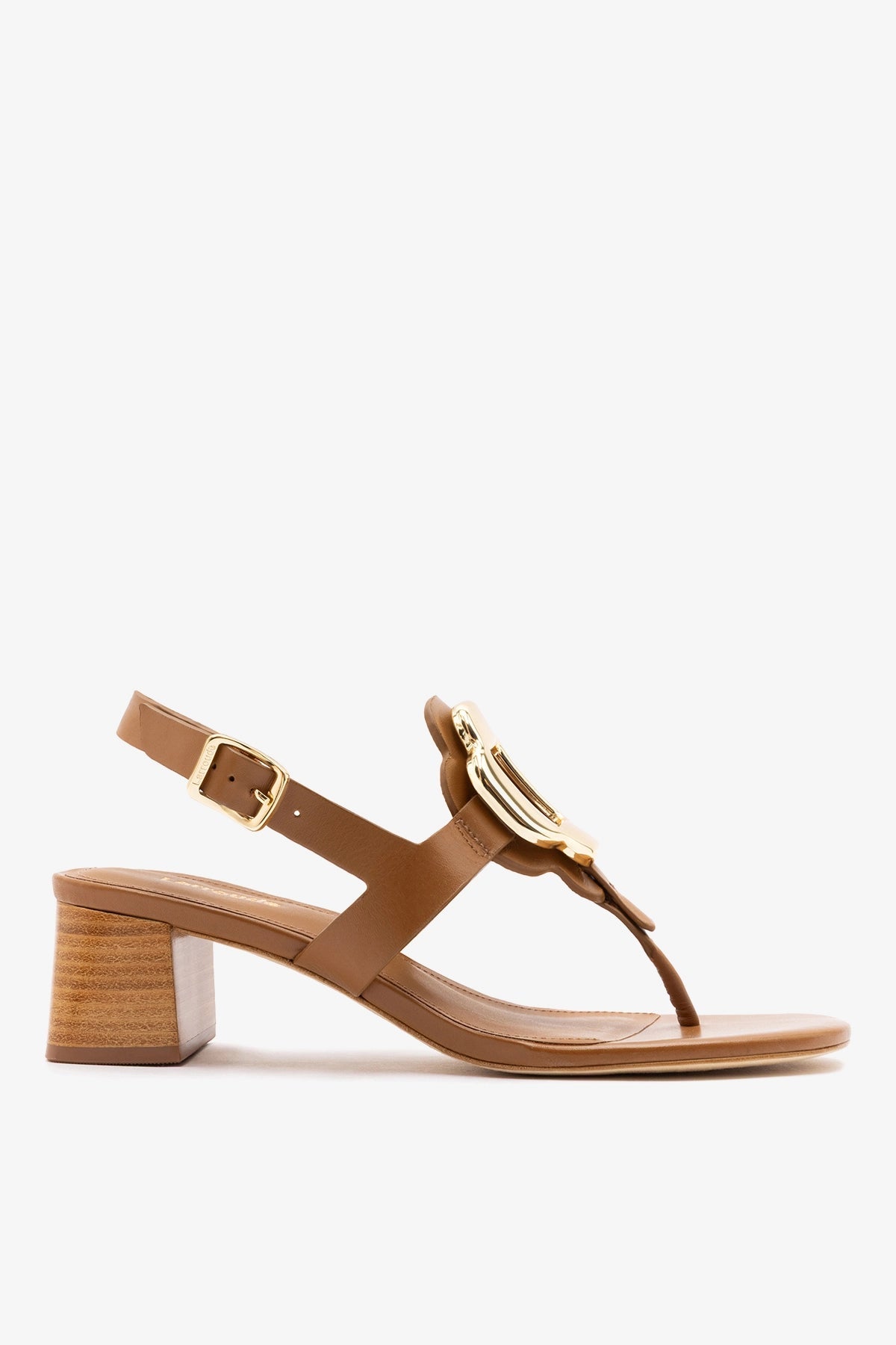 Margherita Block Thong Sandal Caramel Leather - Larroude