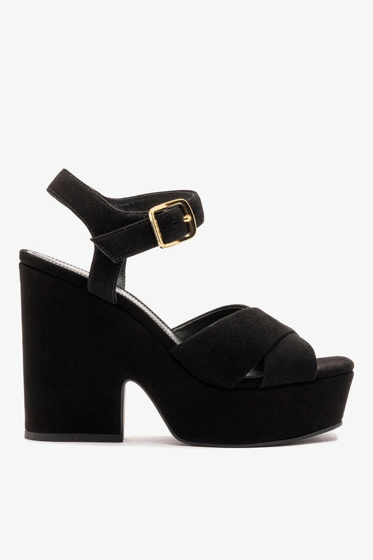Cher Sandal In Black Leather - Larroude