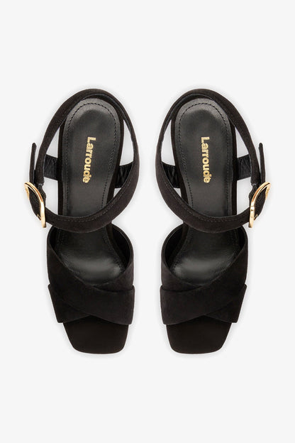 Cher Sandal In Black Leather - Larroude