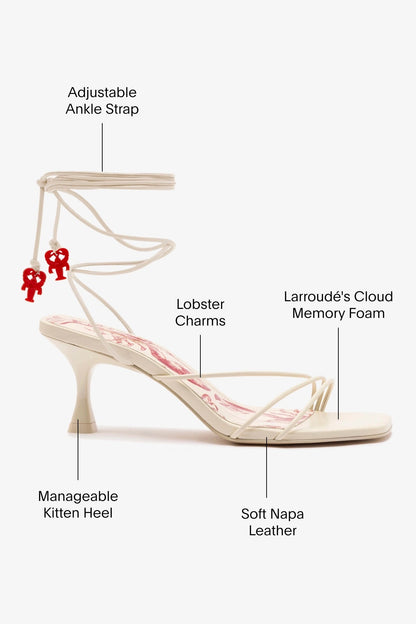 Nadia Sandal In Ivory Leather - Larroude