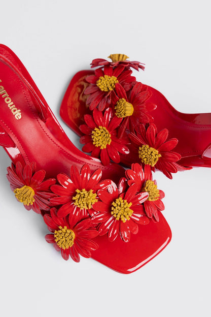 Fiore Sandal Scarlet Patent Leather - Larroude