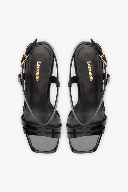 Daphne Sandal Black Patent Leather - Larroude