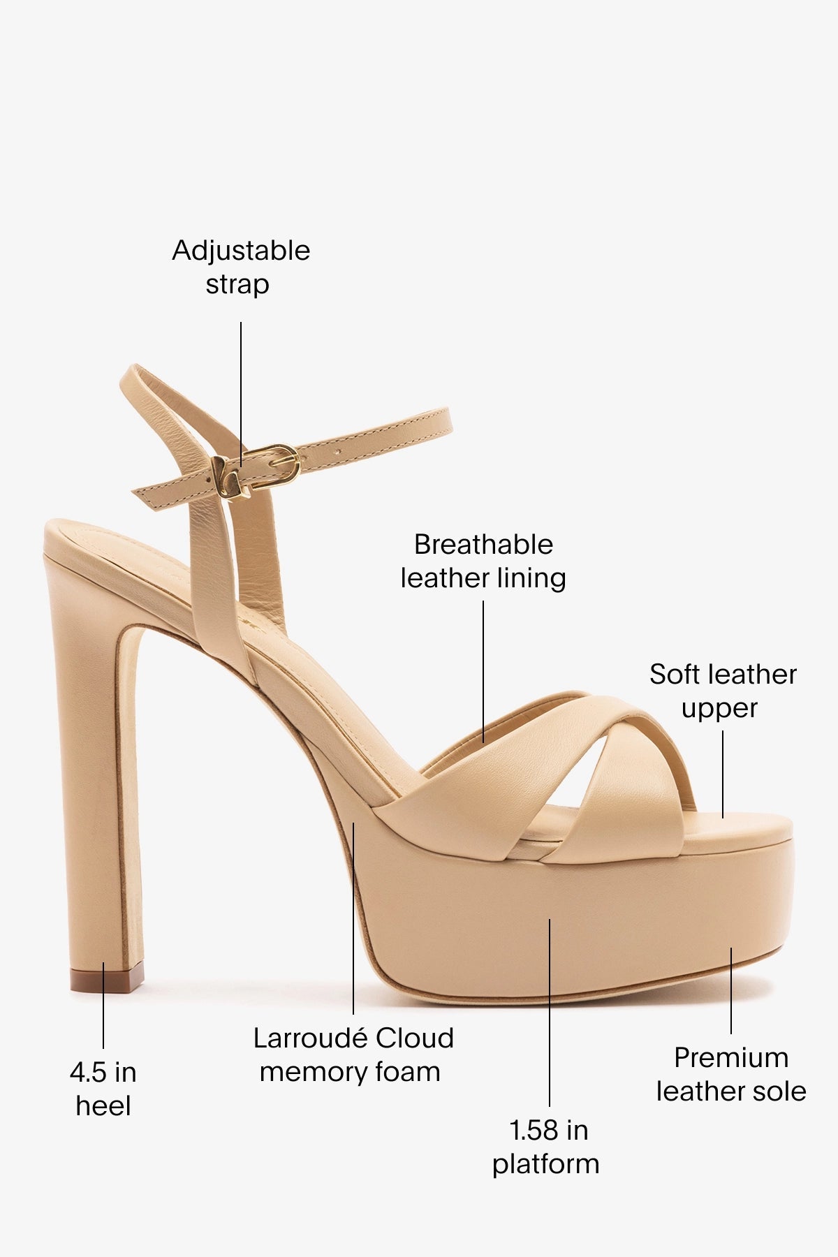 Bianca High Platform Sandal In Sand Leather - Larroude