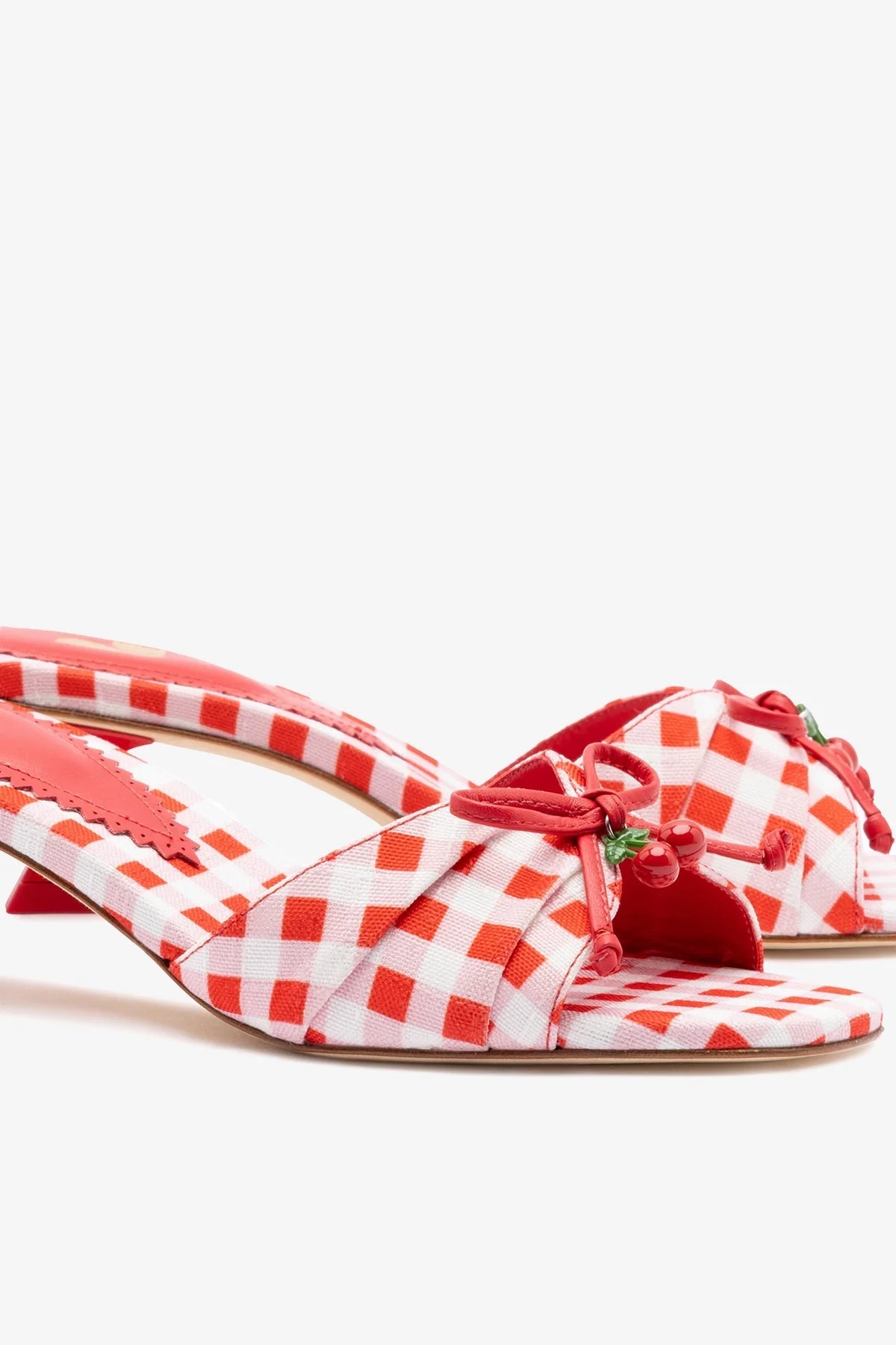 Bardot Mule Scarlet Printed Fabric - Larroude